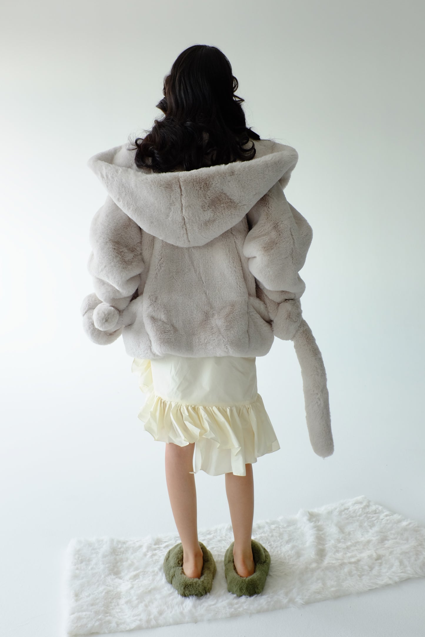 Faux fur coat cloak 002